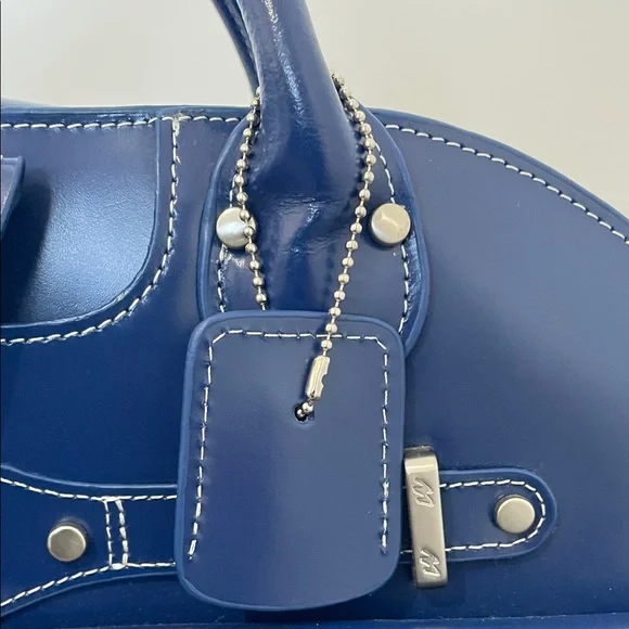 McKlein Edgebrook Navy Leather Rolling Briefcase Laptop Bag Lock Key - Picture 6 of 16